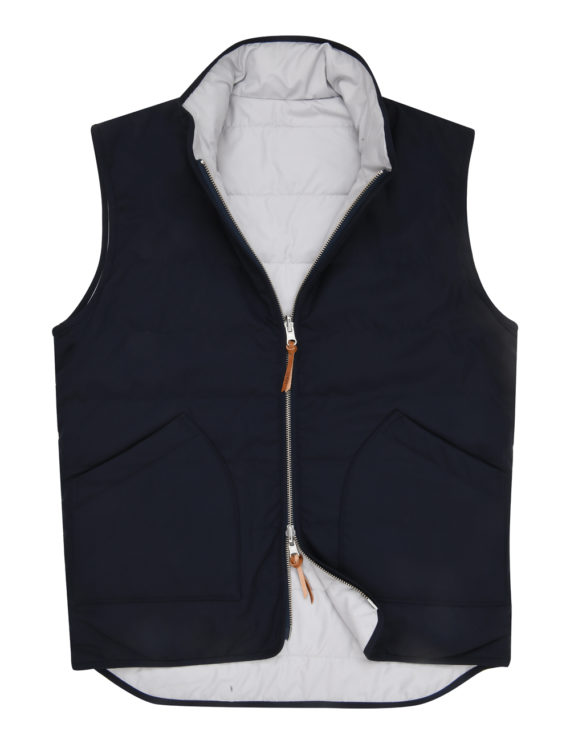 Gilet Réversible Dany En Toile De Laine Et Polyamide Bleu Marine Gris Perle